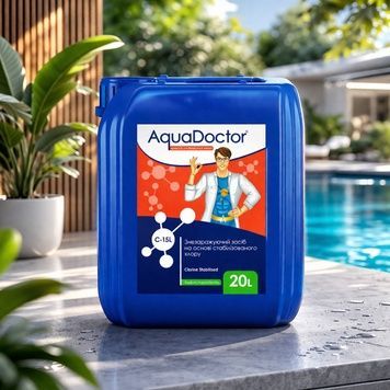 Жидкий хлор для бассейна (гипохлорит натрия) Aquadoctor C-15L 20 л Химия для дезинфекции бассейна 17943 фото