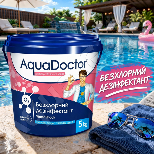 Бесхлорная химия для бассейна AquaDoctor Активный кислород гранулы 5кг O2 дезинфекция воды без хлора 1556 фото
