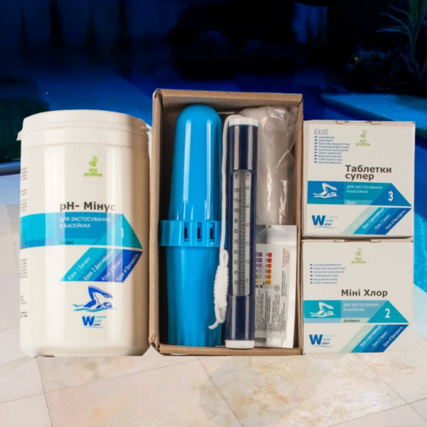 Комплект хімії для запуску басейну 7 в 1 для басейну WWW Super Kit Універсальний набір для дитячого басейну 24453 фото