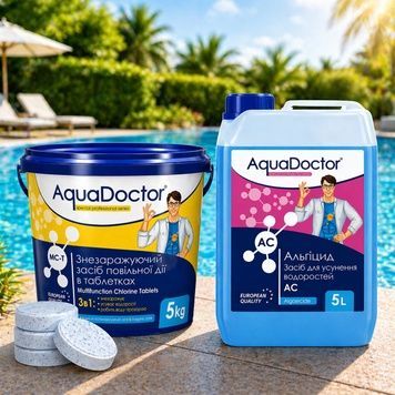 Набор химии для бассейна AquaDoctor Длительный хлор и альгицид 7788 фото