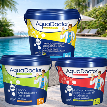 Набор химии для бассейна AquaDoctor Шок и длительный хлор, пш минус  7795 фото